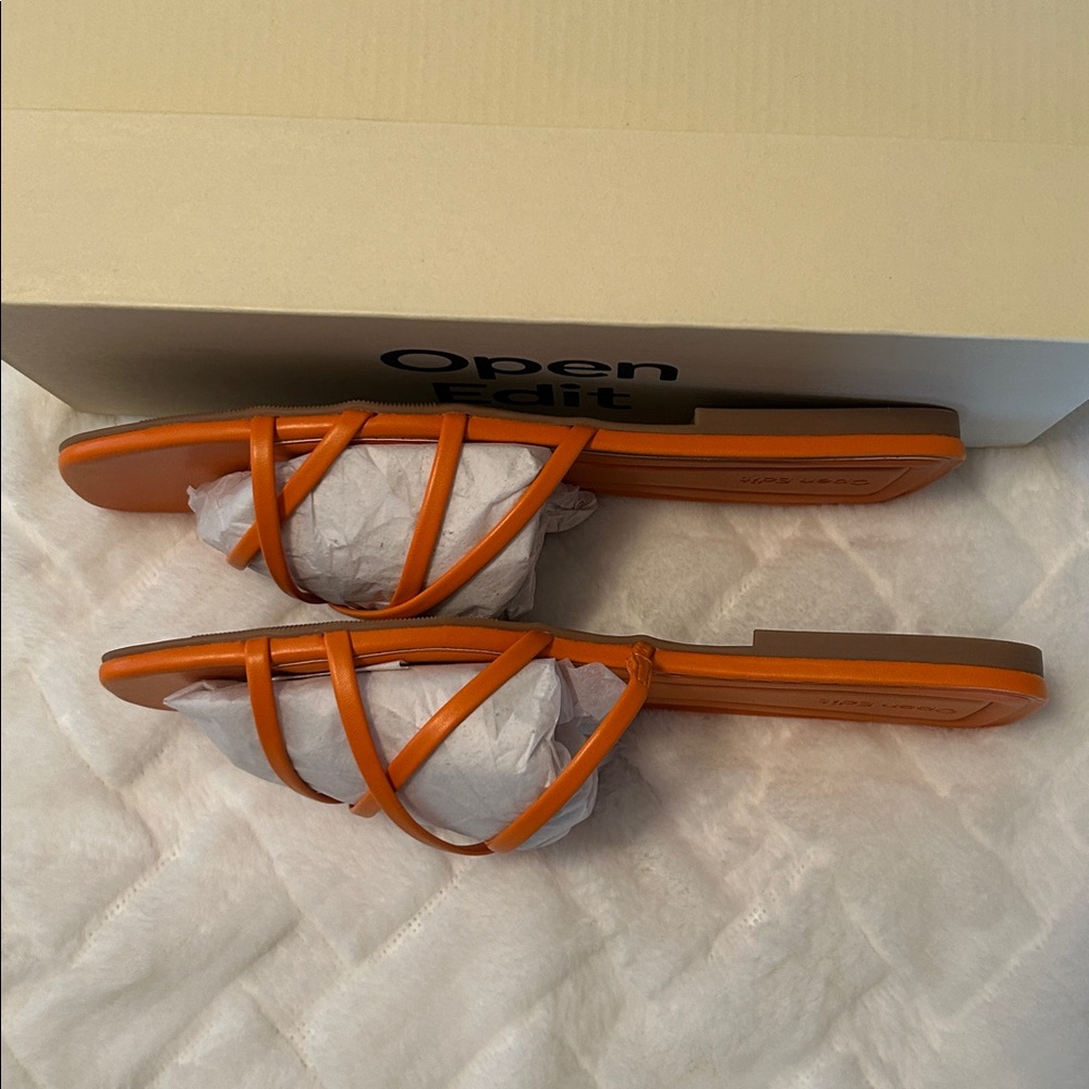 Open Edit Women's Strappy Bright Orange Sandals size 9.5 - Picture 3 of 8
